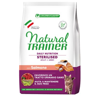 Natural Trainer Sterilised con Salmone Crocchette gatto