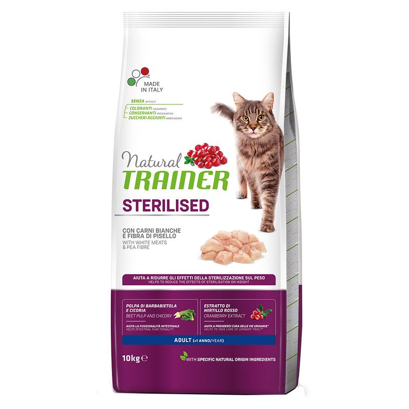 Natural Trainer Sterilised con Salmone Crocchette gatto