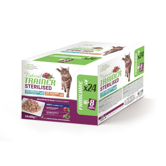 Natural Trainer Adult Sterilised 48 x 85 g Alimento umido per gatti
