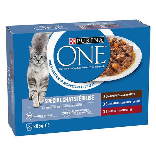 Pacco misto PURINA ONE Sterilised 8 x 85 g Umido gatto
